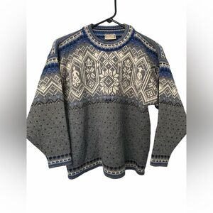 Dale of Norway Gray and Blue Nordic Wool Sweater